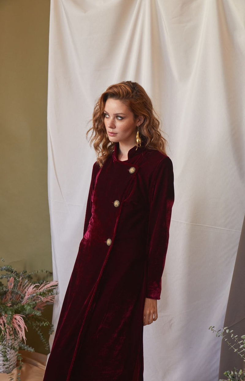 Anna Bordeaux Dress-Coat