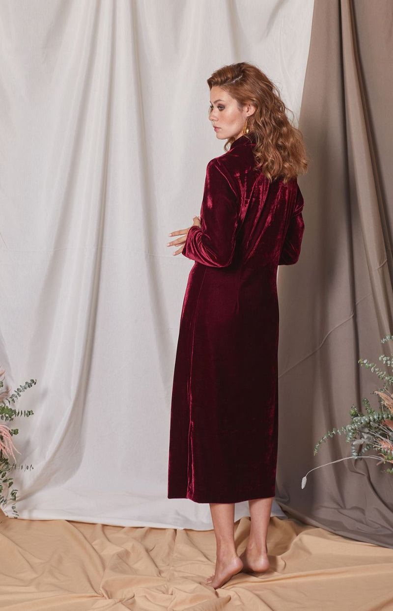 Anna Bordeaux Dress-Coat